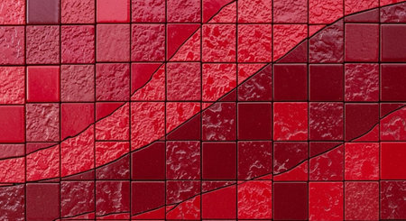 Red tile wall texture background. Abstract background for design. 3d rendering.の素材