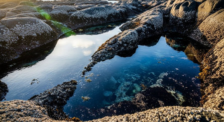 View of the rocky shore of the Atlantic Ocean in Tenerifeの素材
