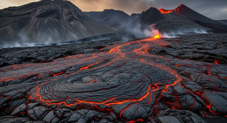 Volcanic eruption in Kamchatka, Russia. Kilauea Volcano.の素材
