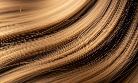 Curly blonde hair as a background. Macro shot, selective focusの素材