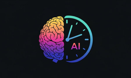 Artificial Intelligence Brain and Clock Concept for Productivity and Efficiencyの素材