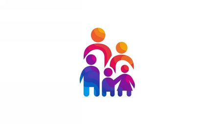 Friendly Colorful Abstract Family Group Icon for Community and Social Inclusionの素材