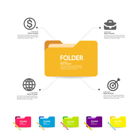 Folder and element for business concept vector illustration.のイラスト素材