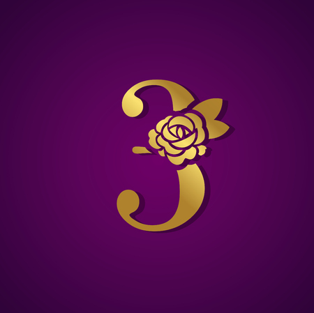 Gold Letter  with Rose Flower for beauty and fashion icon.のイラスト素材