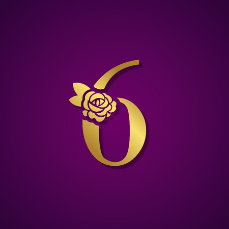 Gold Letter  with Rose Flower for beauty and fashion icon.のイラスト素材