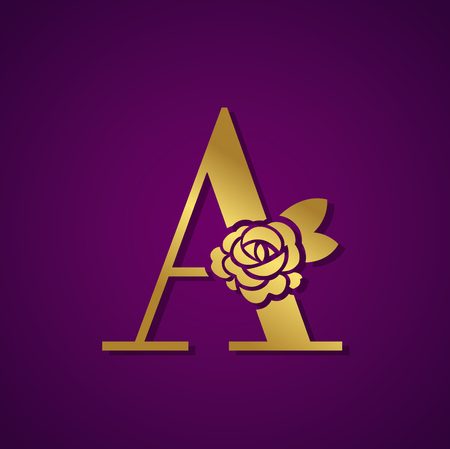 Gold Letter  with Rose Flower for beauty and fashion icon.のイラスト素材