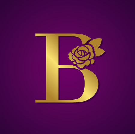 Gold Letter  with Rose Flower for beauty and fashion icon.のイラスト素材