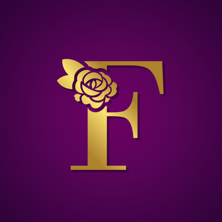 Gold Letter  with Rose Flower for beauty and fashion icon.のイラスト素材
