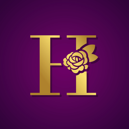 Gold Letter  with Rose Flower for beauty and fashion icon.のイラスト素材