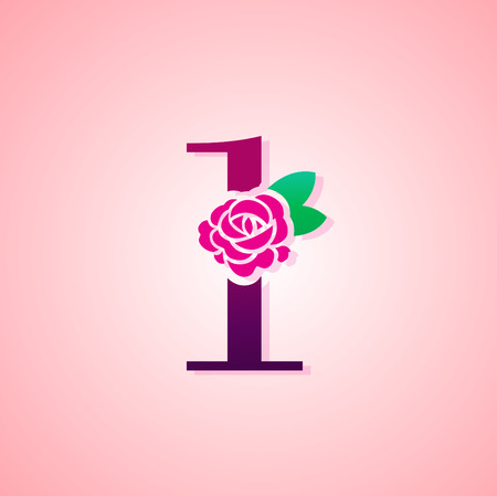 Letter with Rose Flower for beauty and fashion icon.のイラスト素材