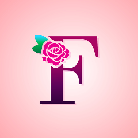Letter with Rose Flower for beauty and fashion icon.のイラスト素材