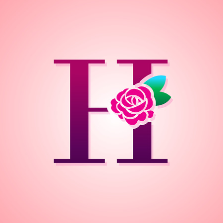 Letter with Rose Flower for beauty and fashion icon.のイラスト素材