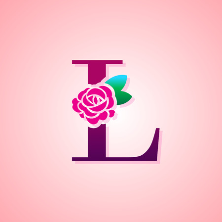 Letter with Rose Flower for beauty and fashion icon.のイラスト素材
