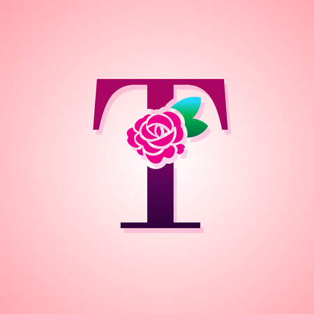 Letter with Rose Flower for beauty and fashion icon.のイラスト素材