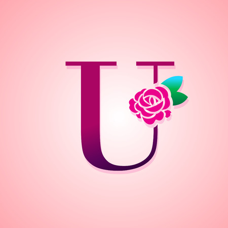 Letter with Rose Flower for beauty and fashion icon.のイラスト素材