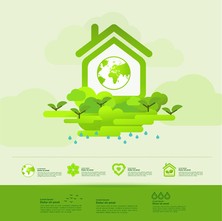 Letâs save the world together green ecology vector illustration.のイラスト素材