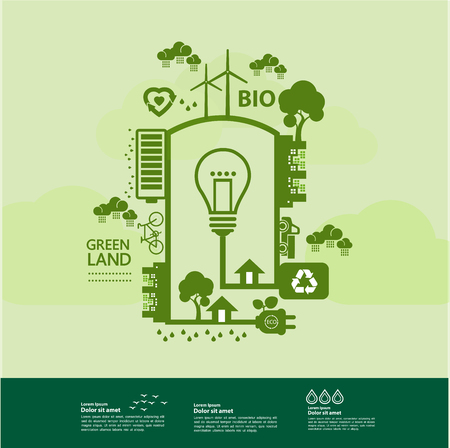 Letâs save the world together green ecology vector illustration.のイラスト素材
