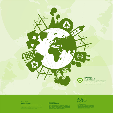Letâs save the world together green ecology vector illustration.のイラスト素材