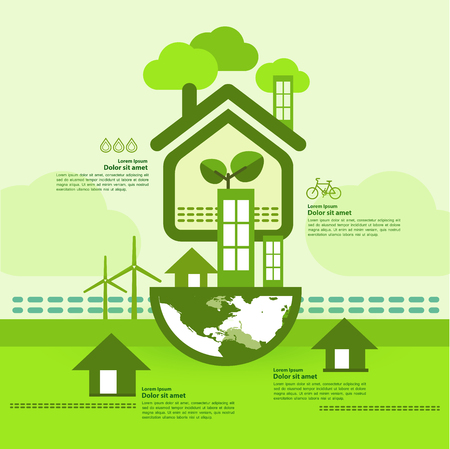 Letâs save the world together green ecology vector illustration.のイラスト素材