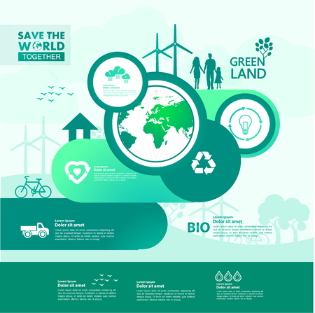 Letâs save the world together green ecology vector illustration.のイラスト素材