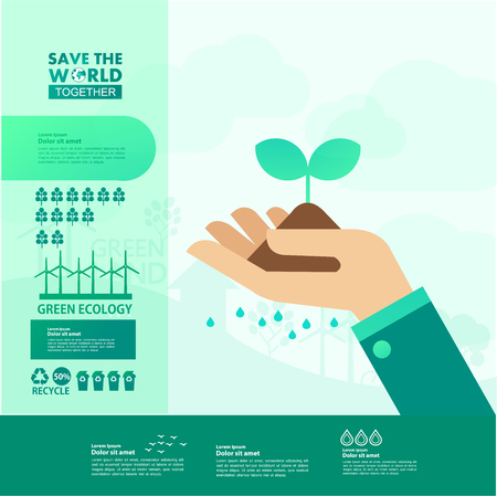 Letâs save the world together green ecology vector illustration.のイラスト素材
