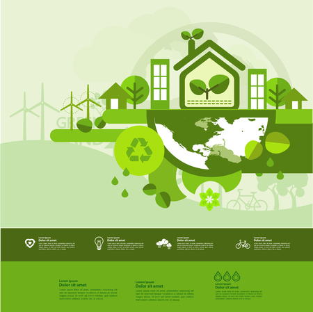 Letâs save the world together green ecology vector illustration.のイラスト素材