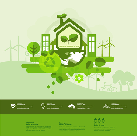 Letâs save the world together green ecology vector illustration.のイラスト素材
