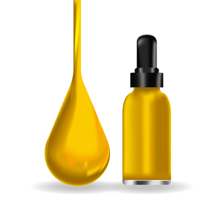 Elegant Bottle and Oil drop vector illustration.のイラスト素材