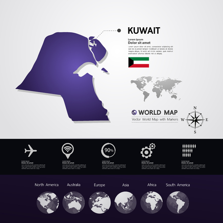 Kuwait map vector illustration.のイラスト素材