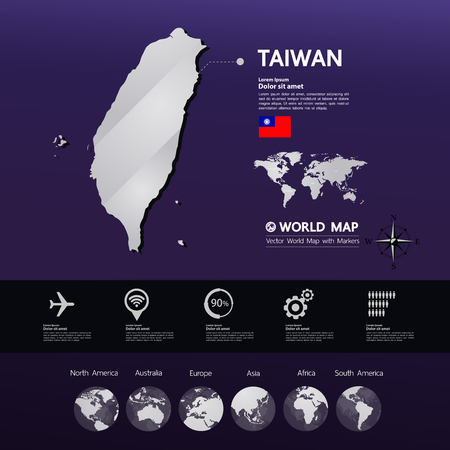 Taiwan map vector illustration.のイラスト素材