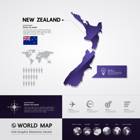 New Zealand map vector illustration.のイラスト素材