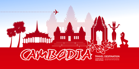 Cambodia travel destination vector illustration.のイラスト素材