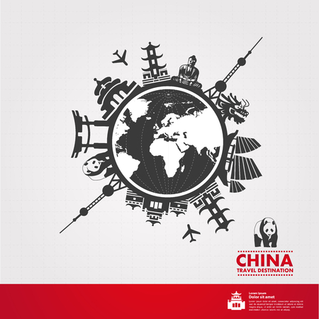 CHINA travel destination vector illustration.のイラスト素材