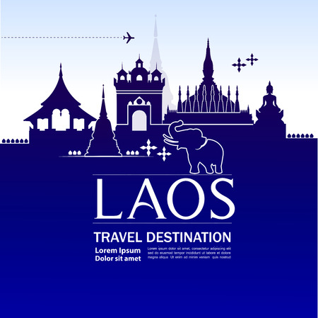 LAOS travel destination vector illustration.のイラスト素材