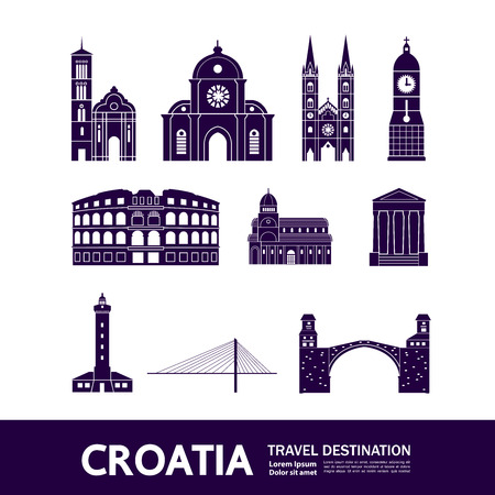 Croatia travel destination vector illustration.のイラスト素材