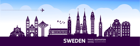 Sweden travel destination vector illustration.のイラスト素材