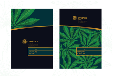 Elegant green cannabis leaf background illustration.のイラスト素材