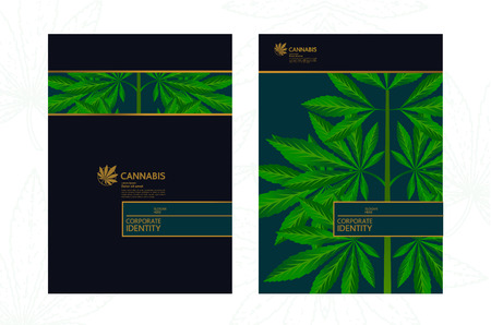 Elegant green cannabis leaf background illustration.のイラスト素材