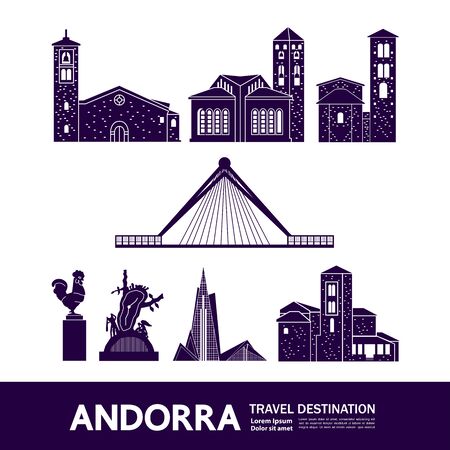 Andorra travel destination grand vector illustration.のイラスト素材
