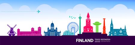 Finland travel destination grand vector illustration.のイラスト素材