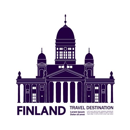 Finland travel destination grand vector illustration.のイラスト素材
