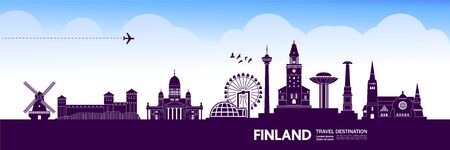 Finland travel destination grand vector illustration.のイラスト素材