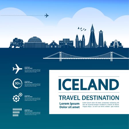 Iceland travel destination grand vector illustration.のイラスト素材