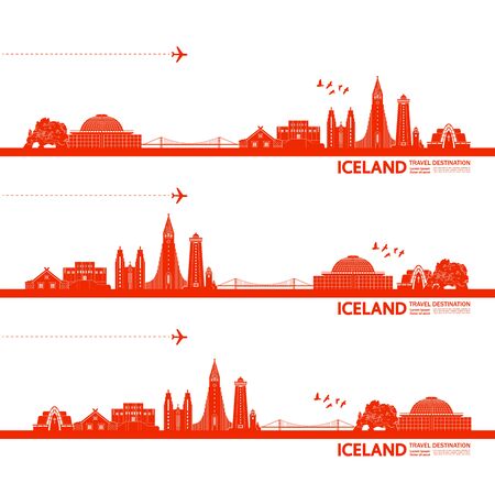 Iceland travel destination grand vector illustration.のイラスト素材