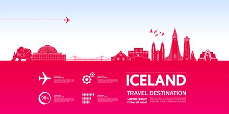 Iceland travel destination grand vector illustration.のイラスト素材