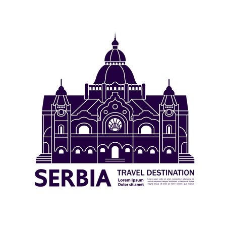 Serbia travel destination grand vector illustration.のイラスト素材
