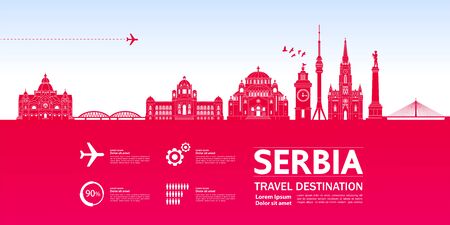 Serbia travel destination grand vector illustration.のイラスト素材