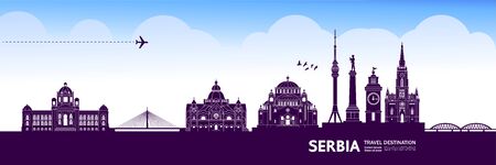 Serbia travel destination grand vector illustration.のイラスト素材
