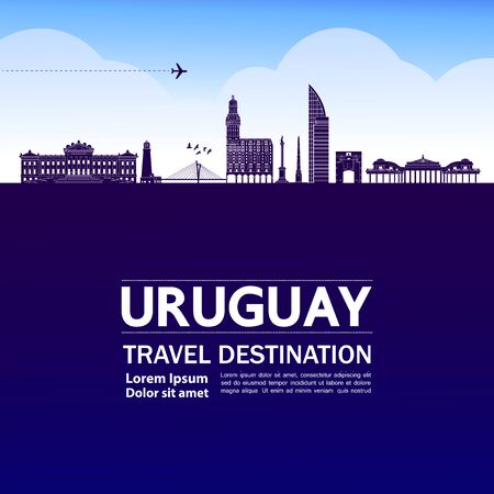 Uruguay travel destination grand vector illustration.のイラスト素材