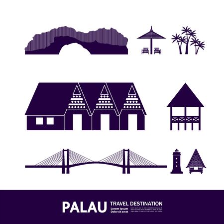 Palau travel destination grand vector illustration.のイラスト素材